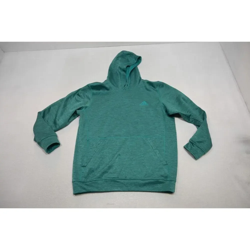 Adidas Hoodie Pull Over Fleece ClimaWarm‎ Teal Athletic Sweater Mens Size Large